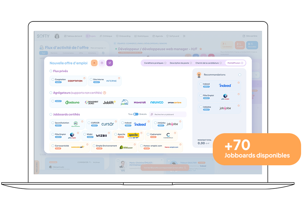 Module multidiffusion - logiciel de recrutement Softy