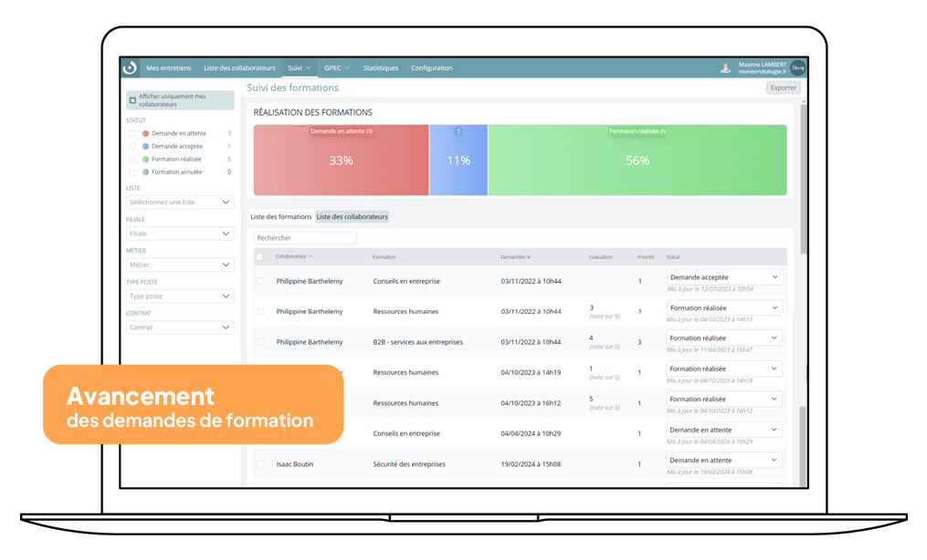 le module formation du logiciel de gestion d’entretiens et GPEC